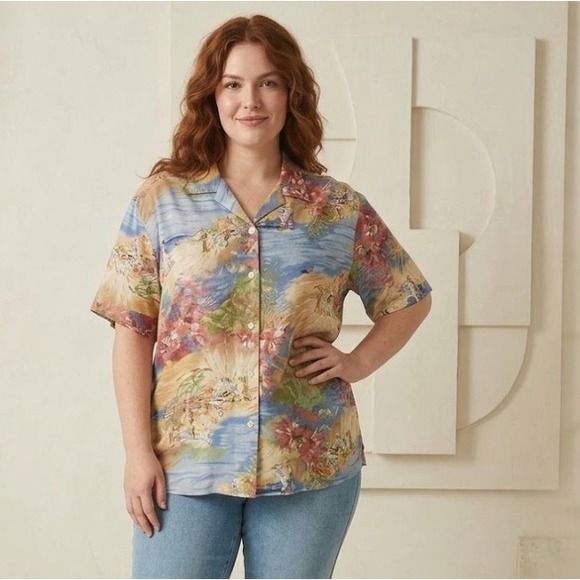 Coldwater Creek Tops - Vintage Coldwater Creek Watercolor Artsy Novelty Relaxed Fit Button Down XL